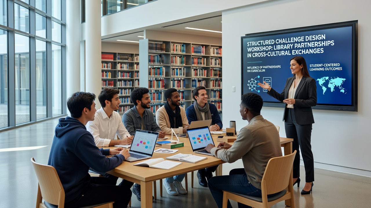 Students reviewing challenge materials provided through international library networks